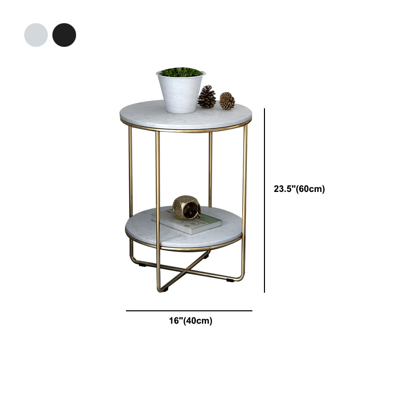 23.62" Tall Glam Bed Nightstand Faux Marble Night Table with 2 Shelves