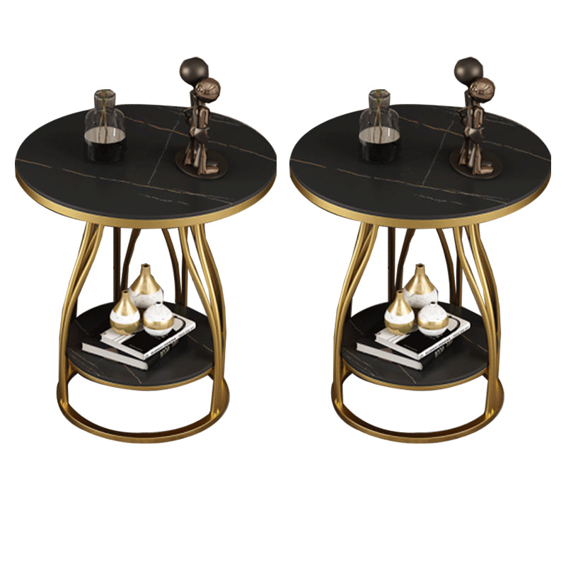 Metal Frame Accent Table Nightstand Lower Shelf Night Table for Bedroom