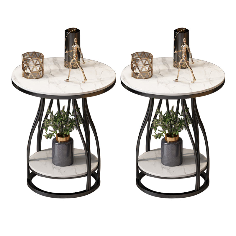 Metal Frame Accent Table Nightstand Lower Shelf Night Table for Bedroom