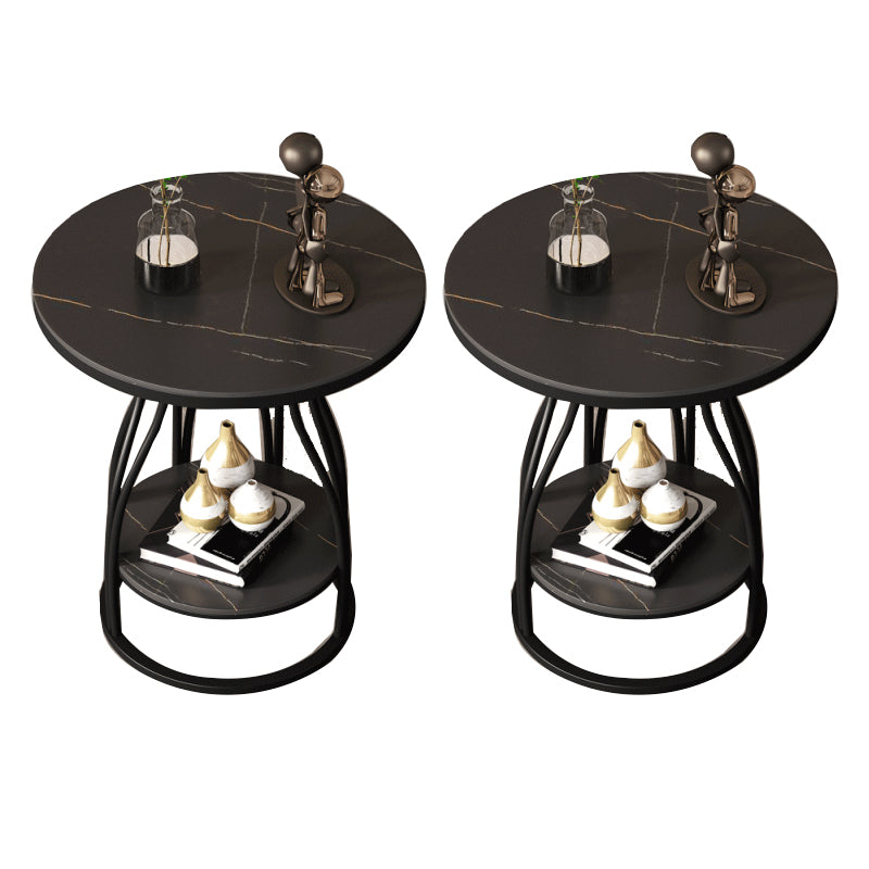 Metal Frame Accent Table Nightstand Lower Shelf Night Table for Bedroom