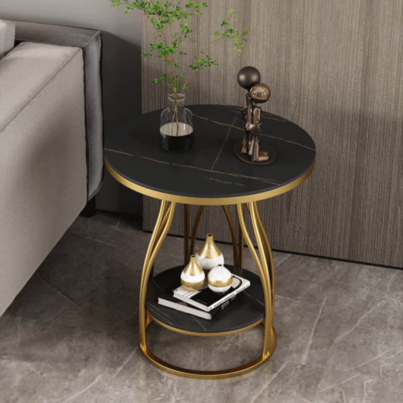 Metal Frame Accent Table Nightstand Lower Shelf Night Table for Bedroom