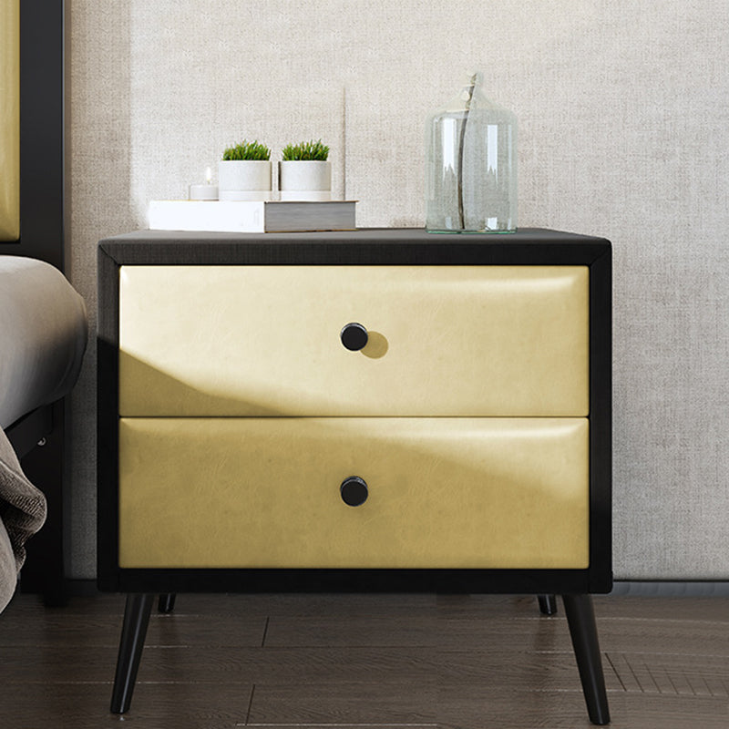 Faux Leather Bedside Cabinet Legs Included 19.69" Tall 2-drawer Night Table