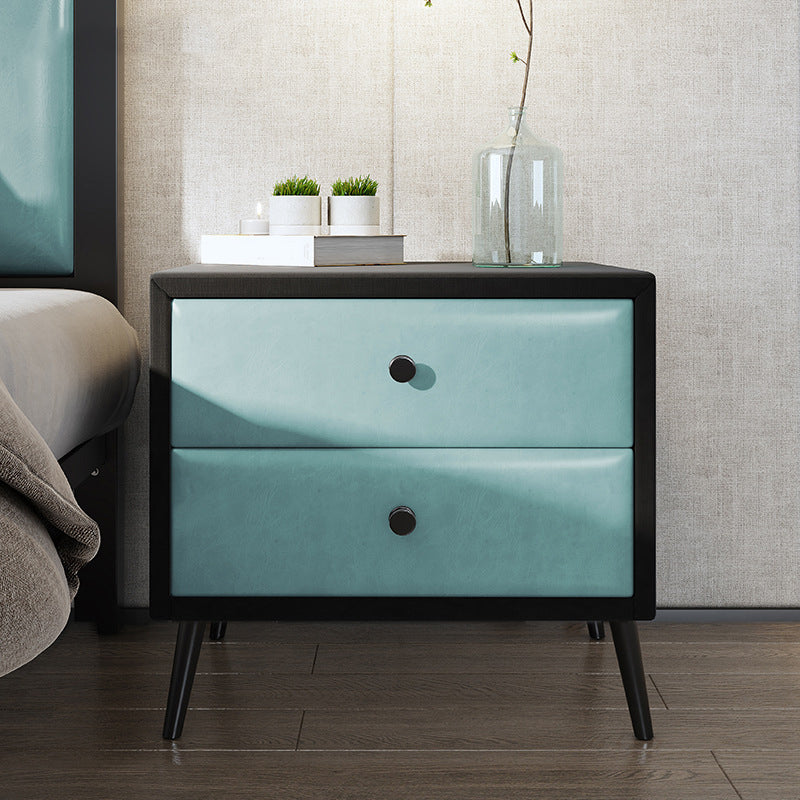 Faux Leather Bedside Cabinet Legs Included 19.69" Tall 2-drawer Night Table