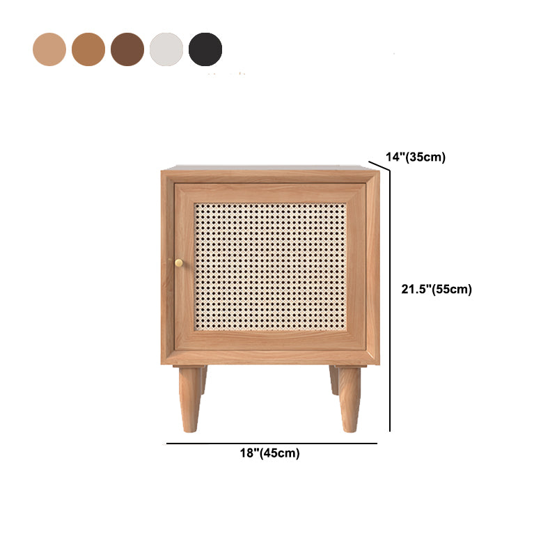 Solid Wood Bedside Cabinet Pine Doors Included Modern Night Table with Legs