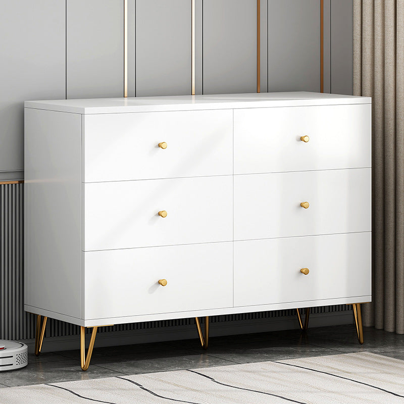White Contemporary Glam Storage Chest Wood Chest with Metal Feet for Bedroom