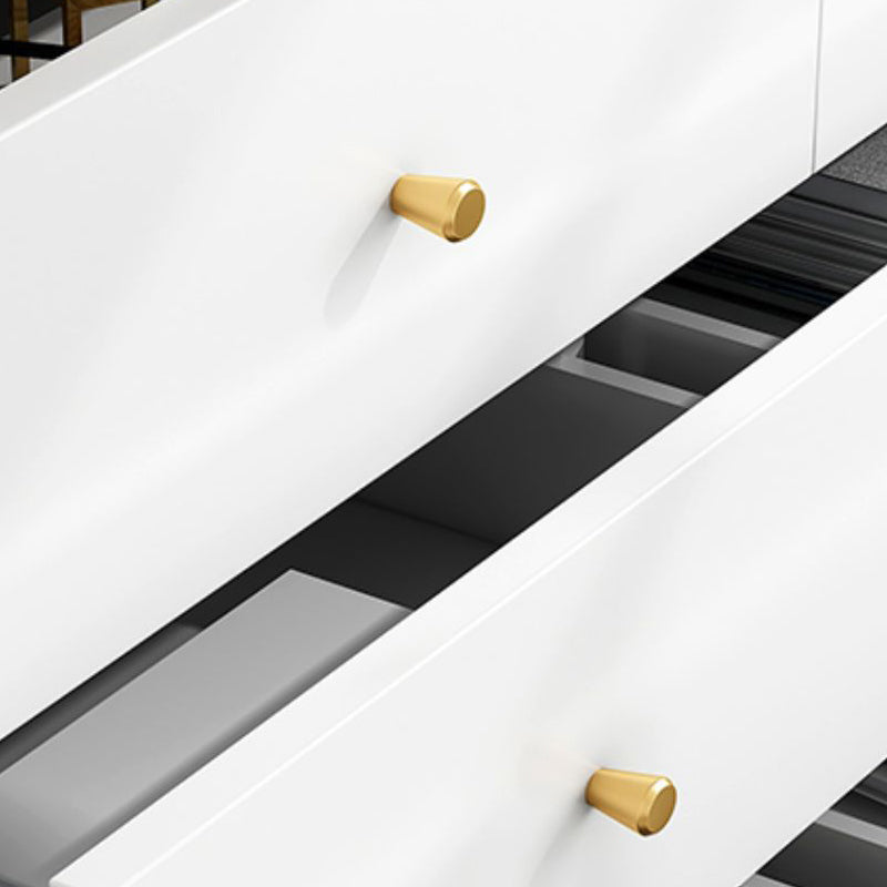 White Contemporary Glam Storage Chest Wood Chest with Metal Feet for Bedroom