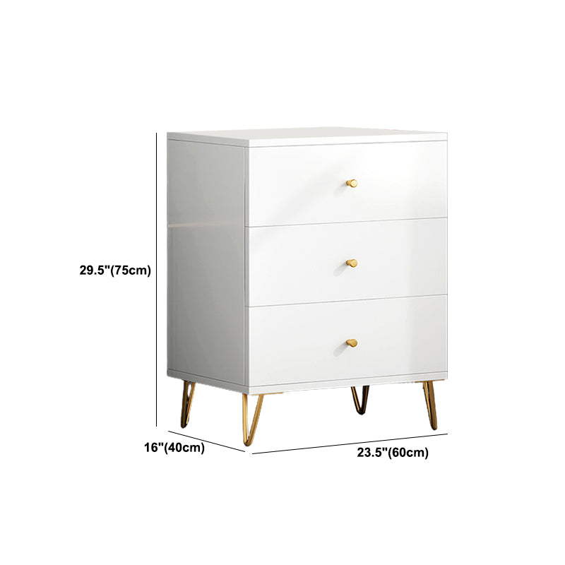 White Contemporary Glam Storage Chest Wood Chest with Metal Feet for Bedroom