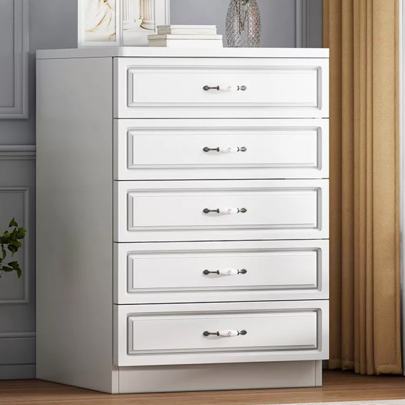 Contemporary Storage Chest White Wood Vertical Dresser for Bedroom