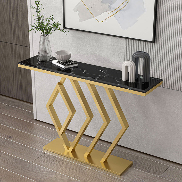 Contemporary Marble Console Sofa Table Rectangle Iron End Table for Hall