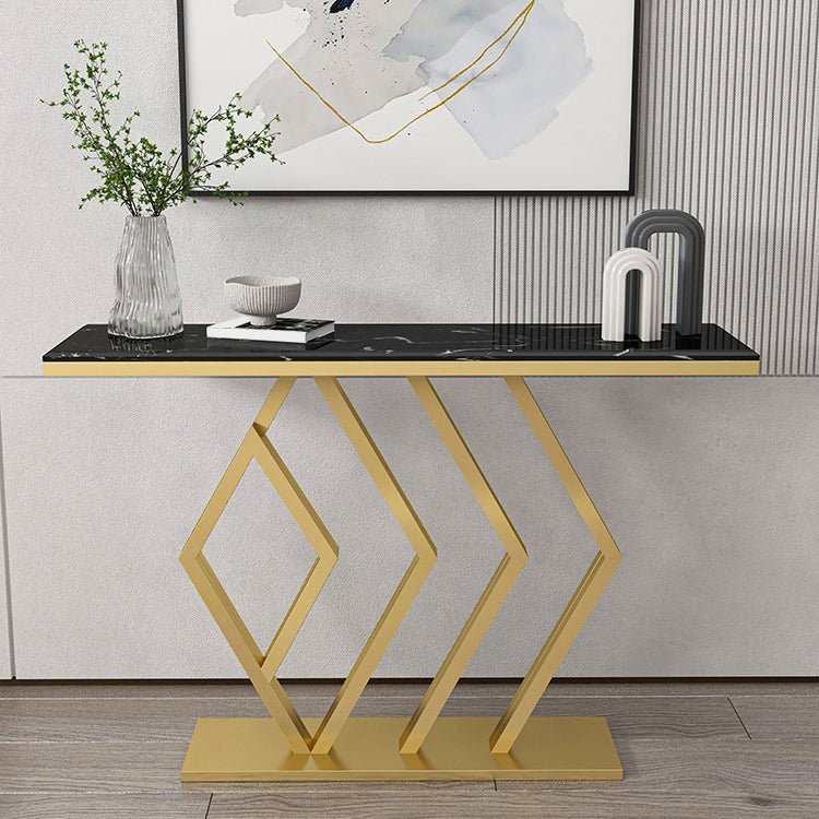Contemporary Marble Console Sofa Table Rectangle Iron End Table for Hall