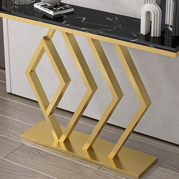 Contemporary Marble Console Sofa Table Rectangle Iron End Table for Hall