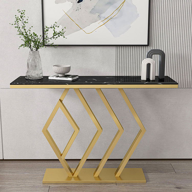 Contemporary Marble Console Sofa Table Rectangle Iron End Table for Hall