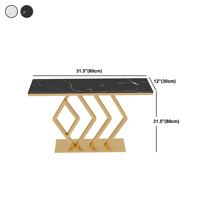 Contemporary Marble Console Sofa Table Rectangle Iron End Table for Hall