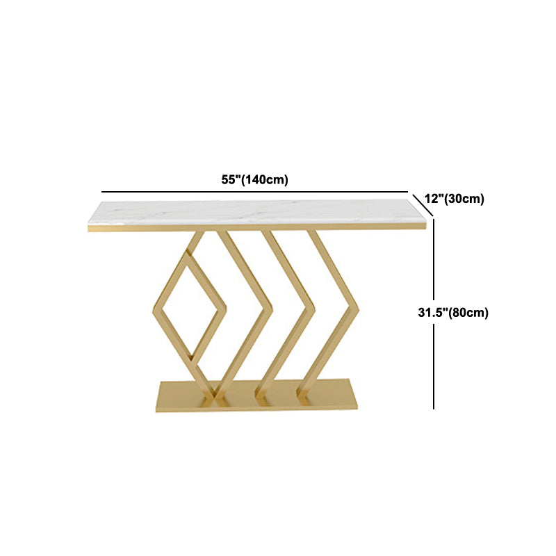 Contemporary Marble Console Sofa Table Rectangle Iron End Table for Hall