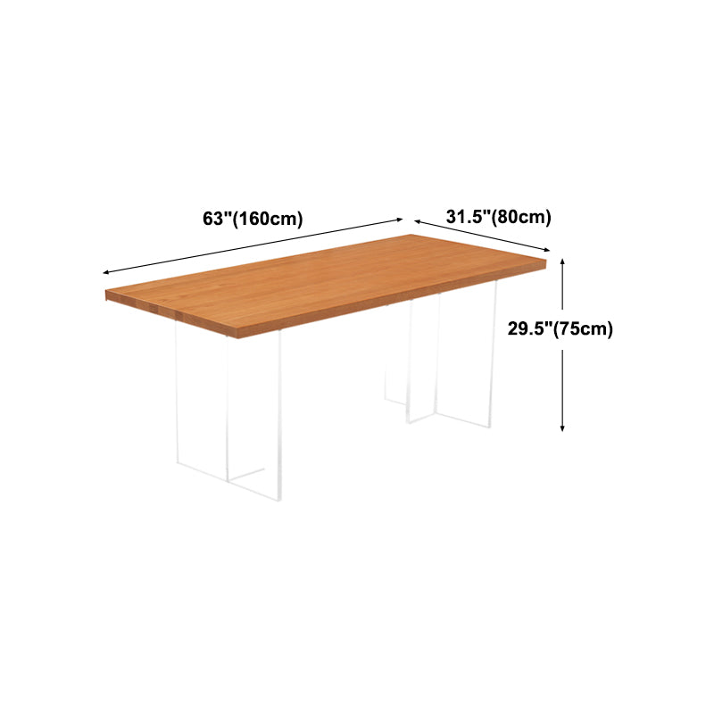 Simple Style Dining Table Rectangle Brown Table for Home Kitchen