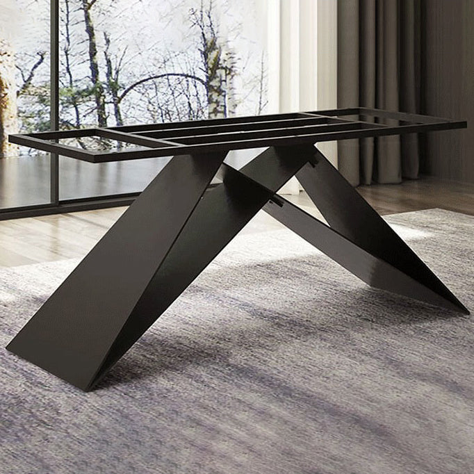 Industrial Dining Table with Solid Wood Top Rectangle Dining Table for Kitchen