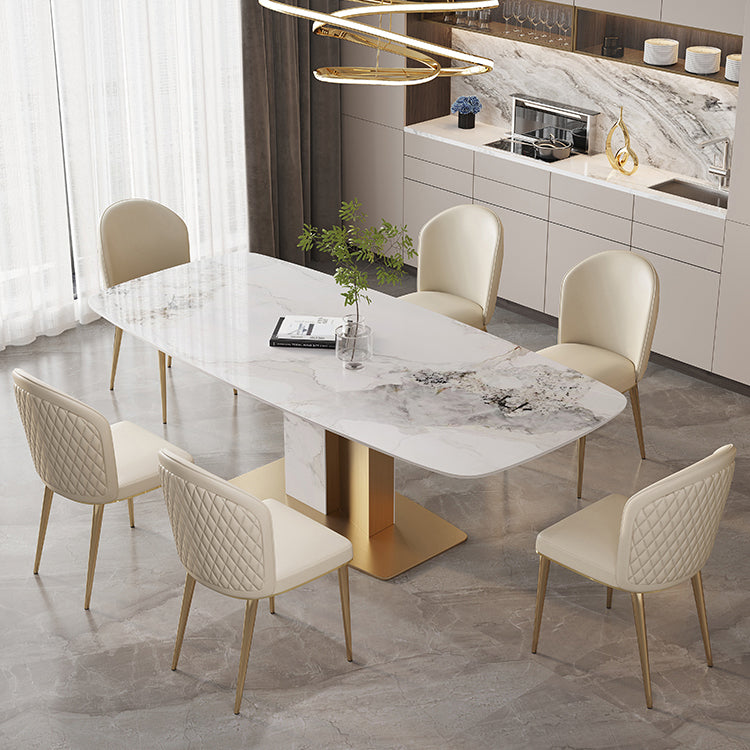 White and Gold Dining Collection Traditional Luxury Dining Pedestal Casual Table