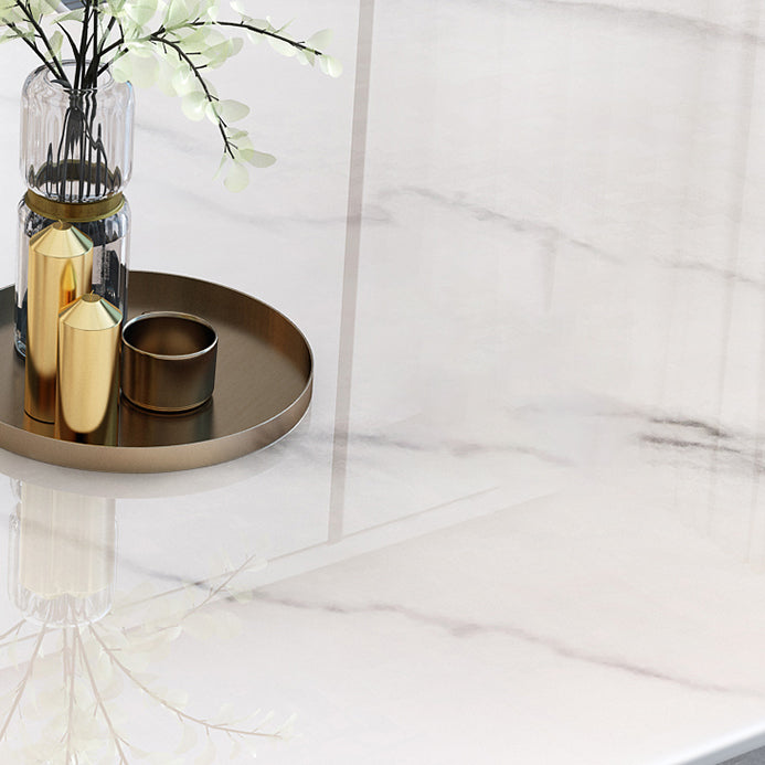 Gold Base Pedestal Dining Table Traditional Luxury Rectangle Stone Dinner Table