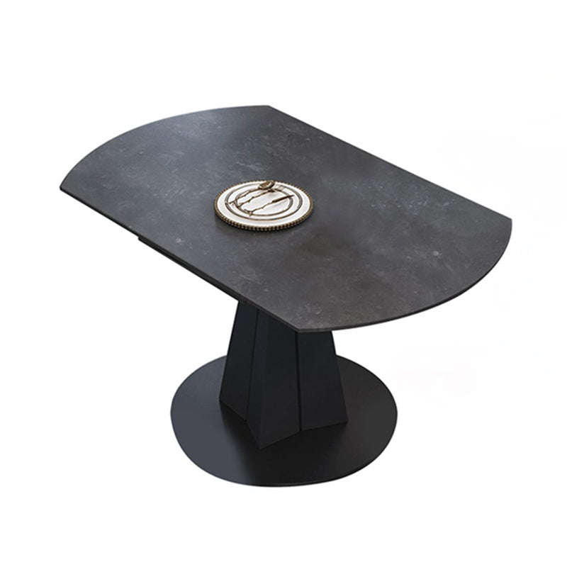 Round Sintered Stone Dining Table Pedestal Furniture with Leaf Extension