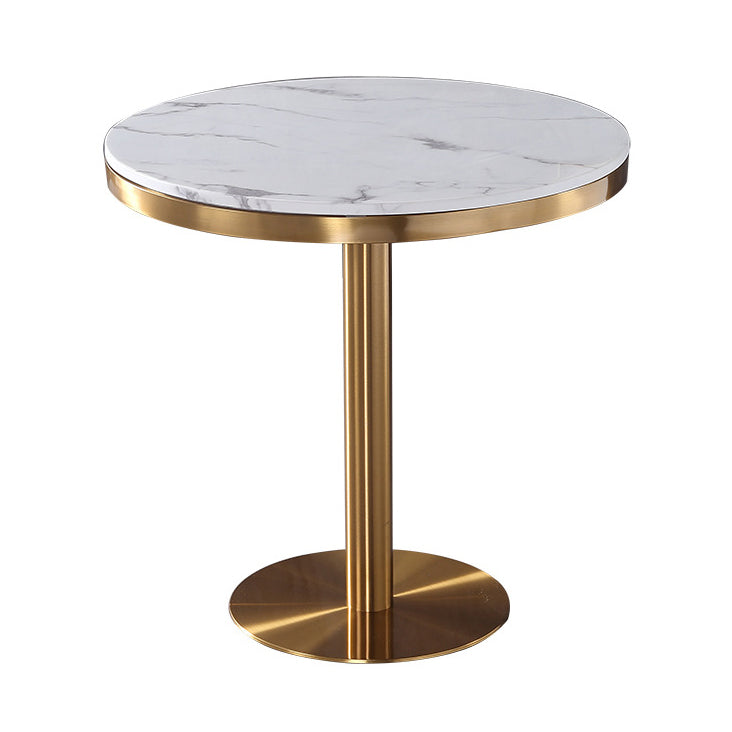 Stone Top Table Metal Traditional Luxury Round Dining Table with Pedestal Base