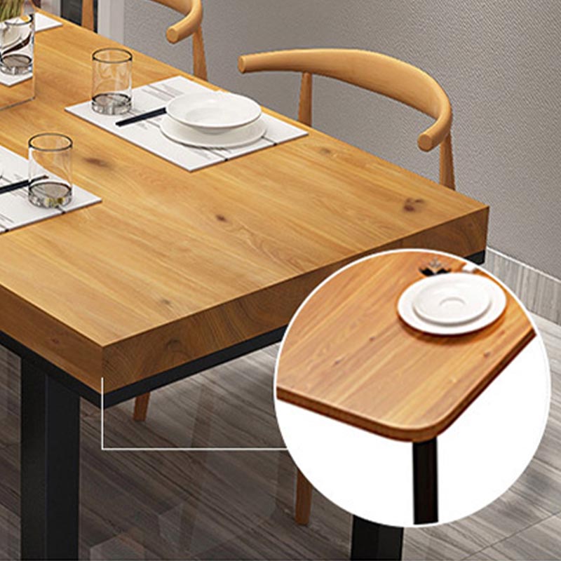 Natural Pine Wood Top Table Industrial Rectangle Black Iron Base Table without Chair