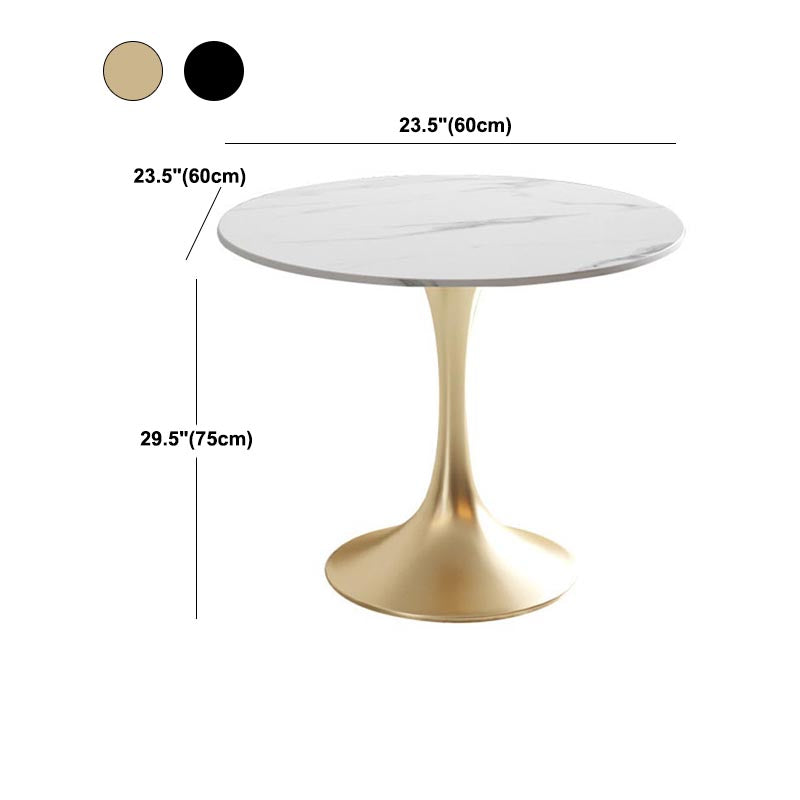 Metal Traditional Luxury Round Dining Table White Sintered Stone Top Table with Tulip Base