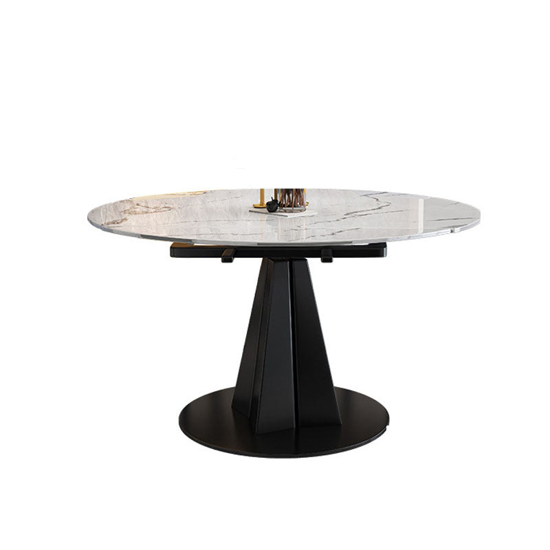 Round Modern Stone Table Standard Height Dining Room Table with Pedestal Base