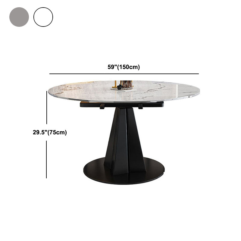 Round Modern Stone Table Standard Height Dining Room Table with Pedestal Base