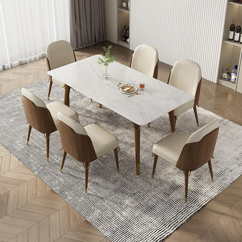 Contemporary Parsons Dining Chairs Faux Leather Armless Dining Chairs for Home