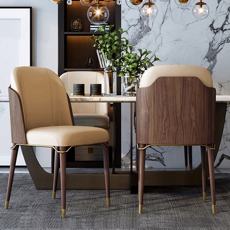 Contemporary Parsons Dining Chairs Faux Leather Armless Dining Chairs for Home