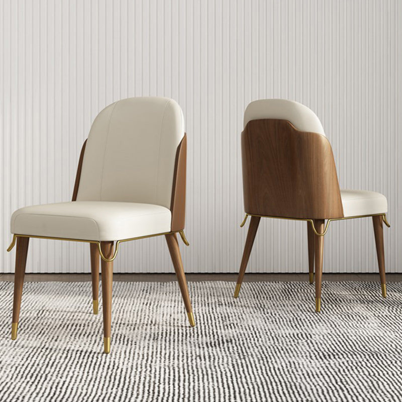 Contemporary Parsons Dining Chairs Faux Leather Armless Dining Chairs for Home