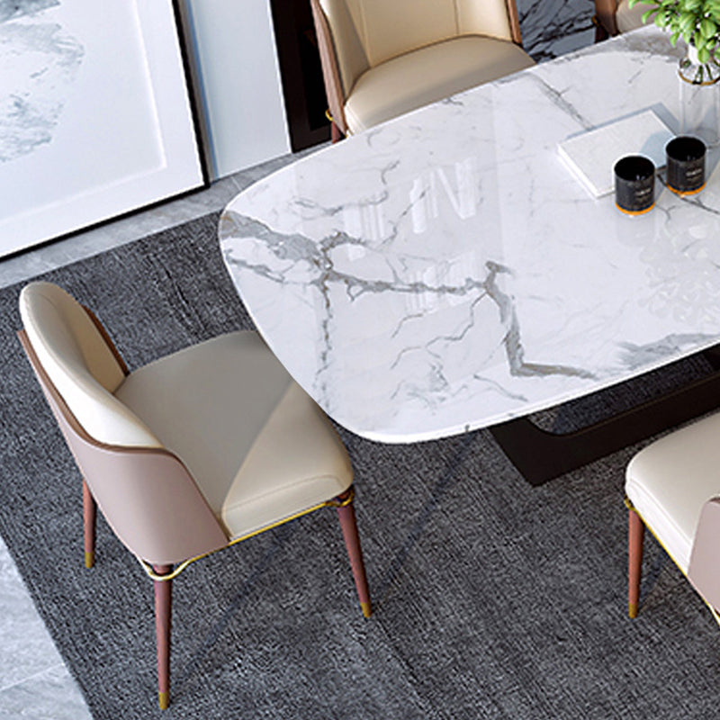 Contemporary Parsons Dining Chairs Faux Leather Armless Dining Chairs for Home