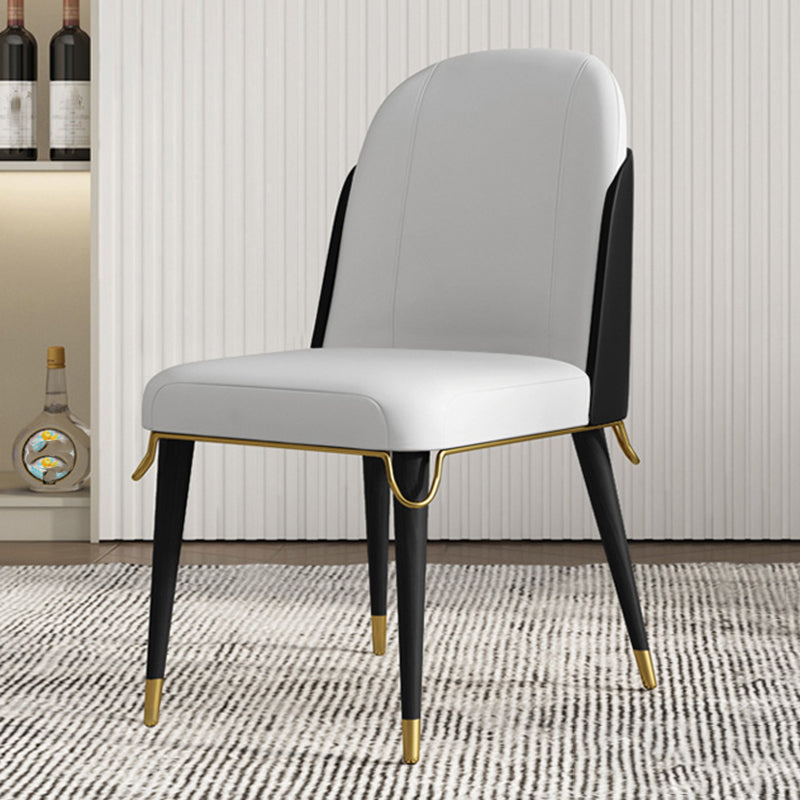Contemporary Parsons Dining Chairs Faux Leather Armless Dining Chairs for Home