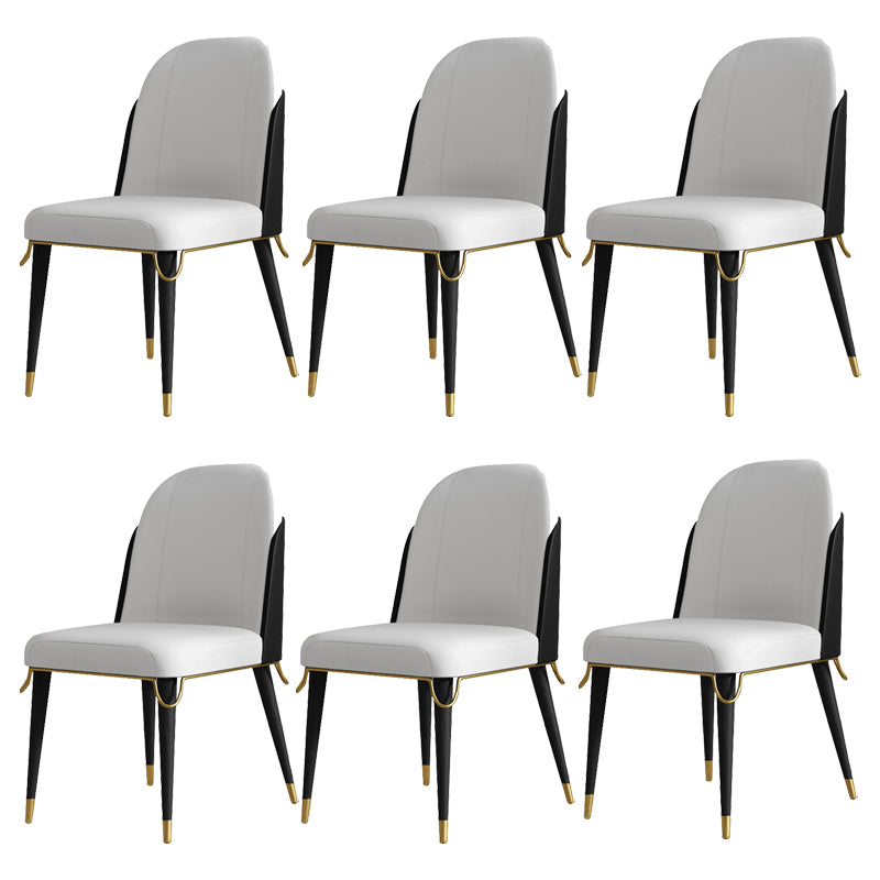 Contemporary Parsons Dining Chairs Faux Leather Armless Dining Chairs for Home