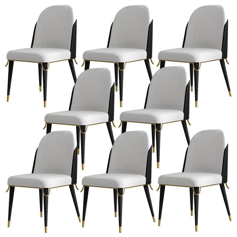Contemporary Parsons Dining Chairs Faux Leather Armless Dining Chairs for Home
