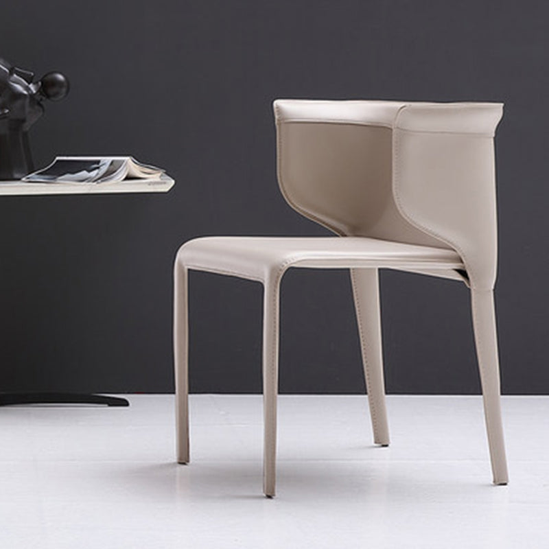 Faux Leather Dining Chair Modern Upholstered Chair with Metal Legs