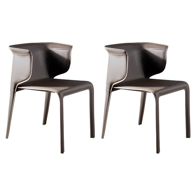 Faux Leather Dining Chair Modern Upholstered Chair with Metal Legs