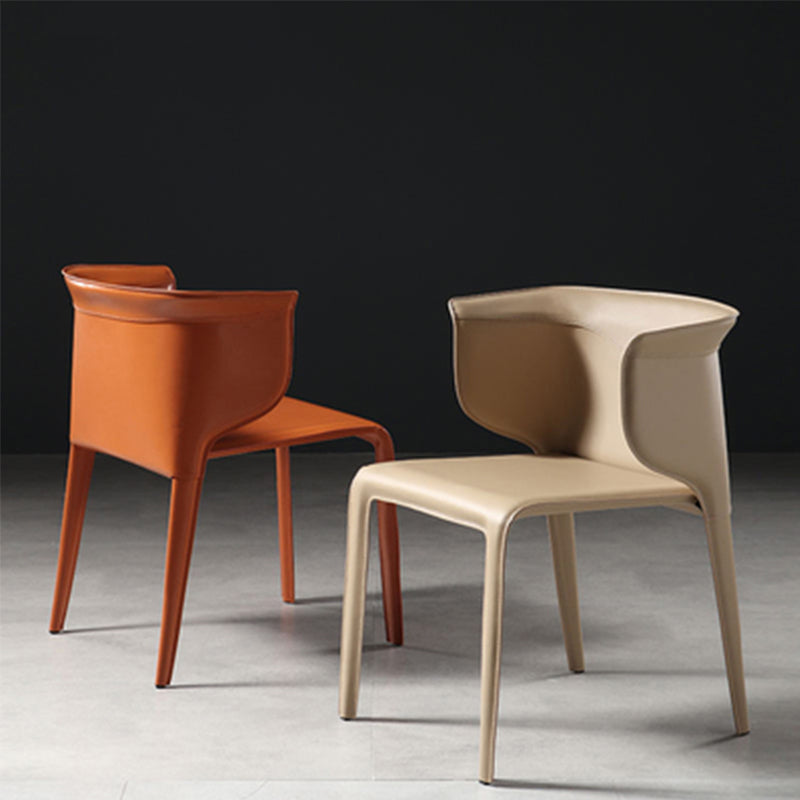 Faux Leather Dining Chair Modern Upholstered Chair with Metal Legs