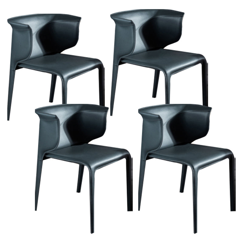 Faux Leather Dining Chair Modern Upholstered Chair with Metal Legs