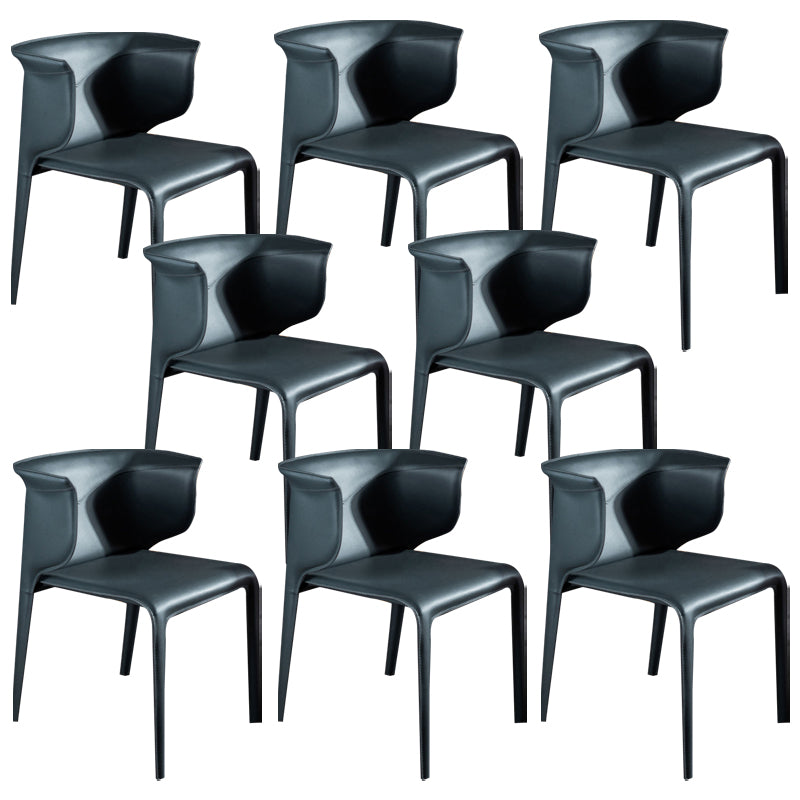 Faux Leather Dining Chair Modern Upholstered Chair with Metal Legs