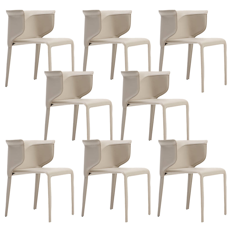 Faux Leather Dining Chair Modern Upholstered Chair with Metal Legs