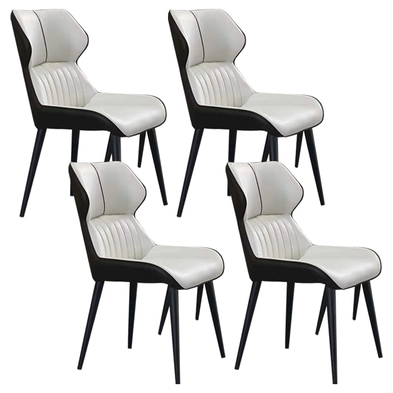 Contemporary Wingback Dining Chair PU Leather Armless Chair with Metal Legs