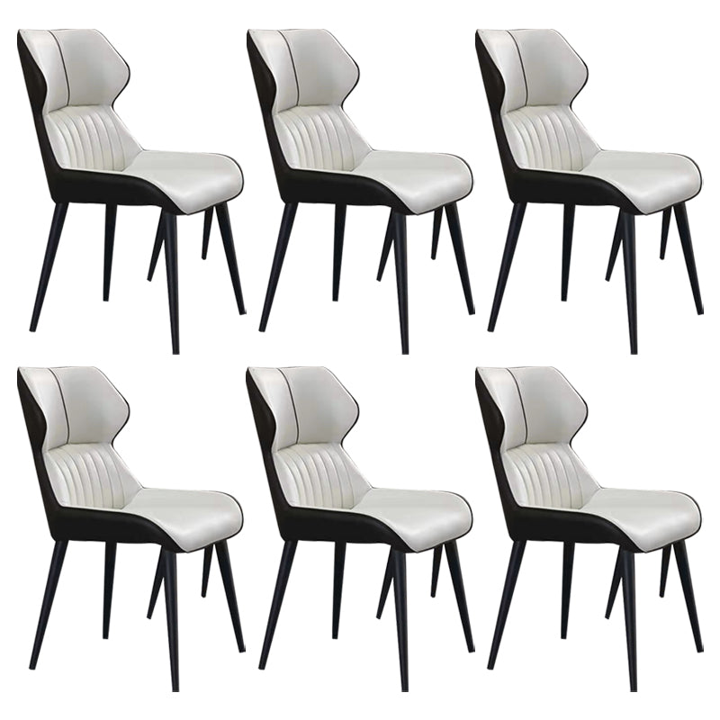 Contemporary Wingback Dining Chair PU Leather Armless Chair with Metal Legs