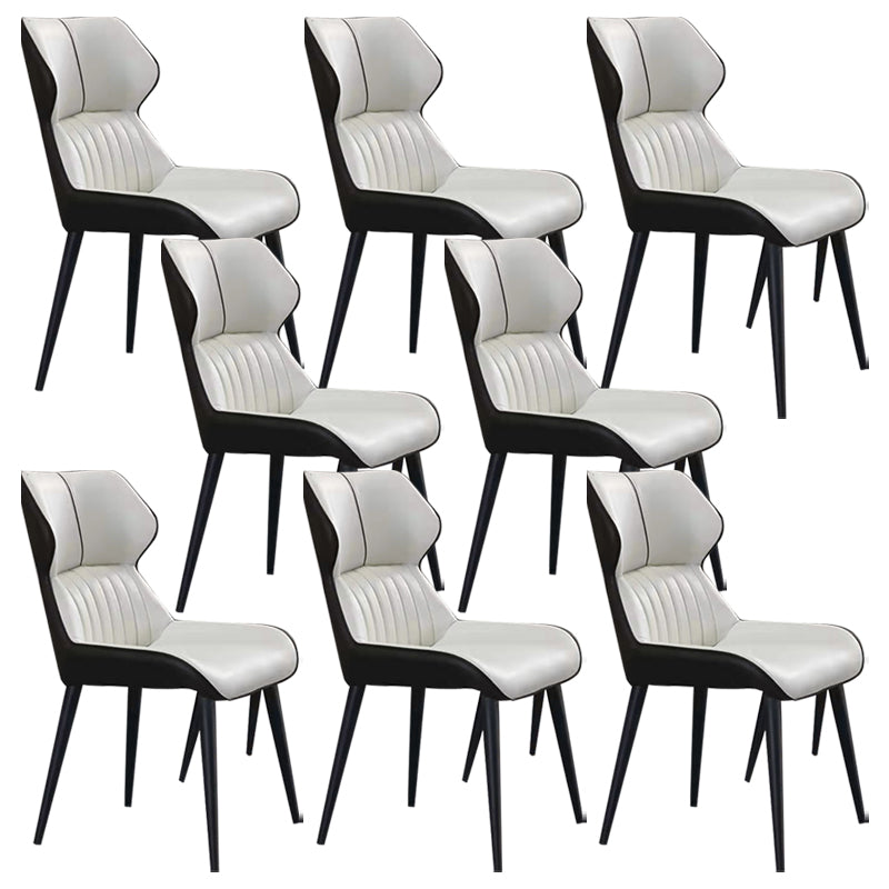 Contemporary Wingback Dining Chair PU Leather Armless Chair with Metal Legs