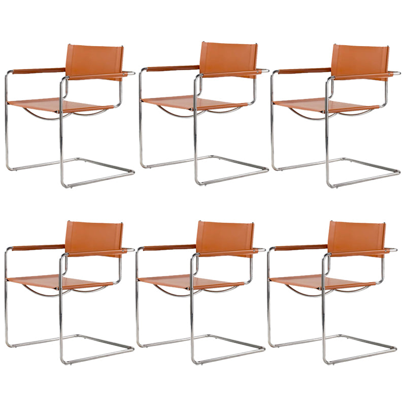 Contemporary Style Dining Arm Chair Metal Open Back Dining Chair