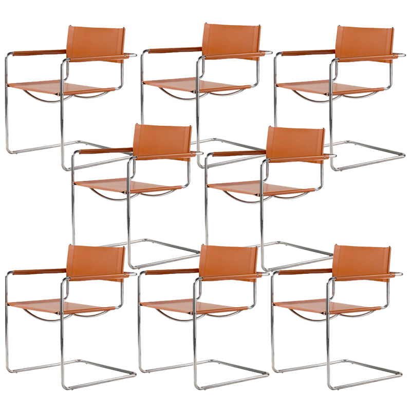 Contemporary Style Dining Arm Chair Metal Open Back Dining Chair