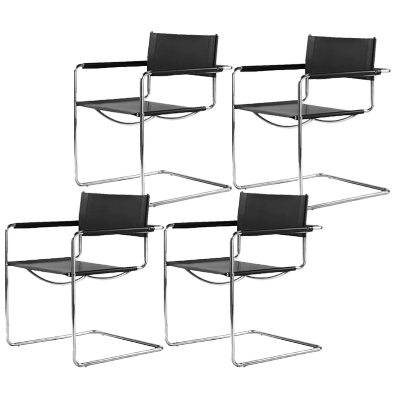 Contemporary Style Dining Arm Chair Metal Open Back Dining Chair