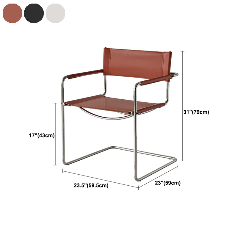 Contemporary Style Dining Arm Chair Metal Open Back Dining Chair
