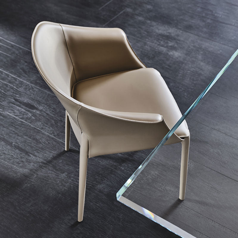 Modern Upholstered Dining Chair Faux Leather Arm Chair for Home