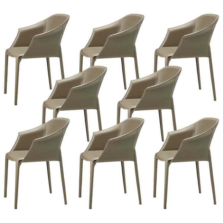 Modern Upholstered Dining Chair Faux Leather Arm Chair for Home